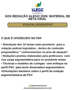 SOS DISCURSIVA ALEGO 2026 POLICIAL LEGISLATIVO MATERIAL DE RETA FINAL (PDF)