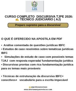 CURSO COMPLETO (PDF) DISCURSIVA TJPE 2026 TÉCNICO JUDICIÁRIO (AJ)
