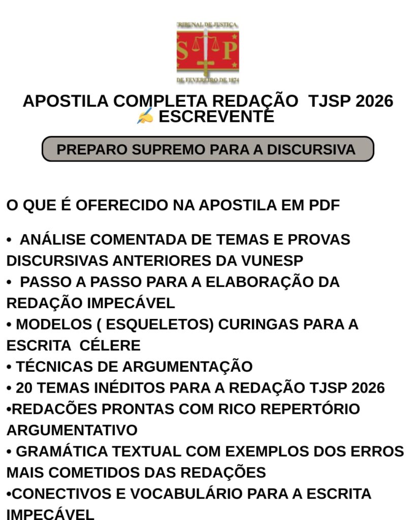 CURSO COMPLETO (PDF) DISCURSIVA TJSP 2026 ESCREVENTE
